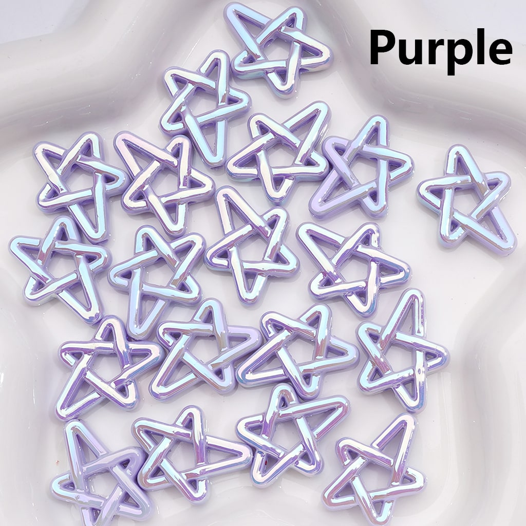 Acrylic Beads UV Coating Shiny Five-Pointed Star, Multi-Color, 19*24MM (Single Color is available for 500pcs(Whole Bag))
