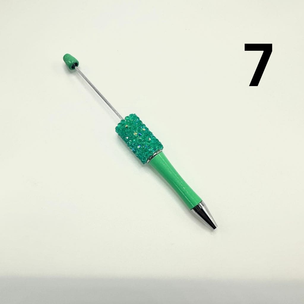 Beadable Pens with Translucent Resin Rhinestones in Solid Colors, Diamond Shape
