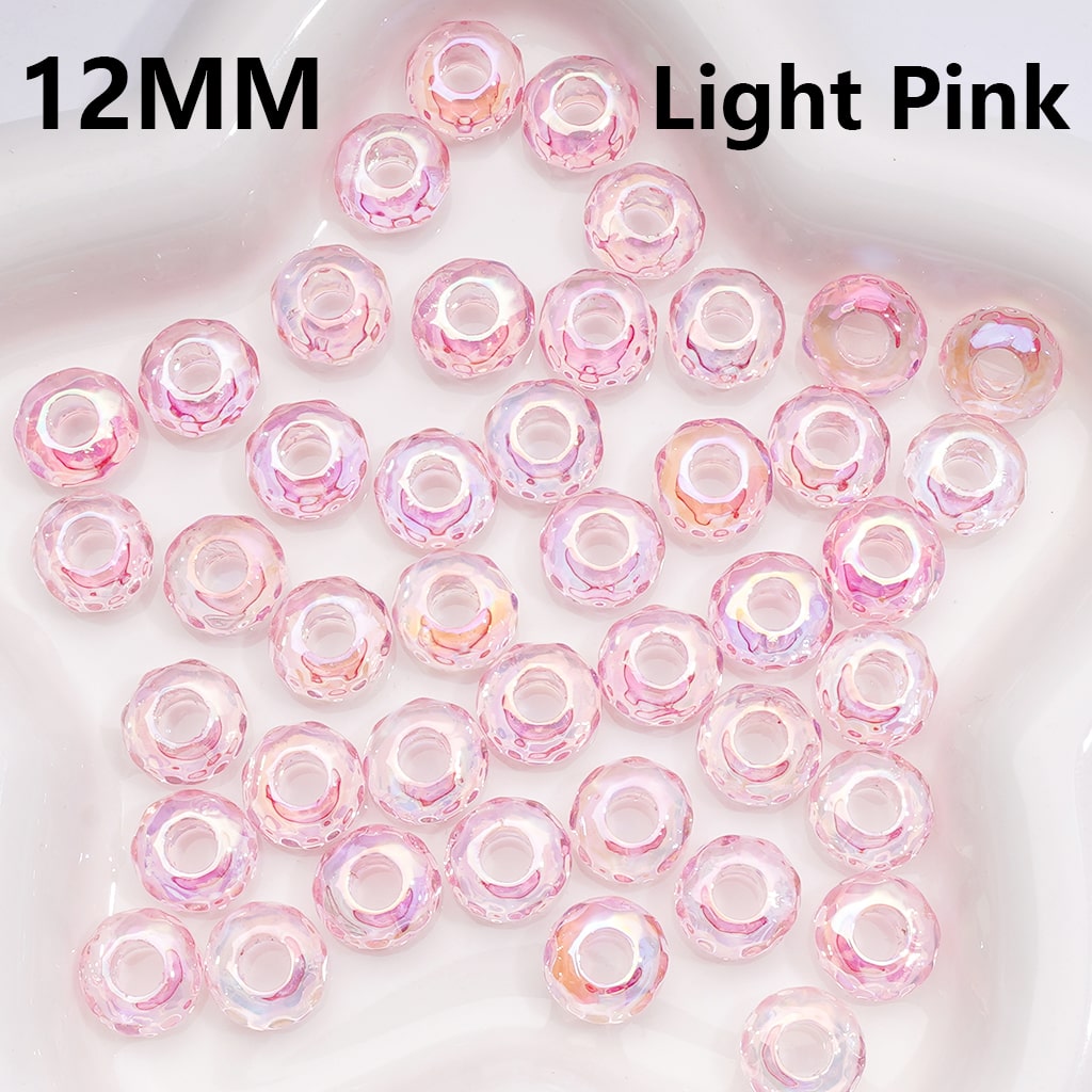 Wheel Acrylic Beads UV Coating Large Hole Multi-Color Translucent 12MM