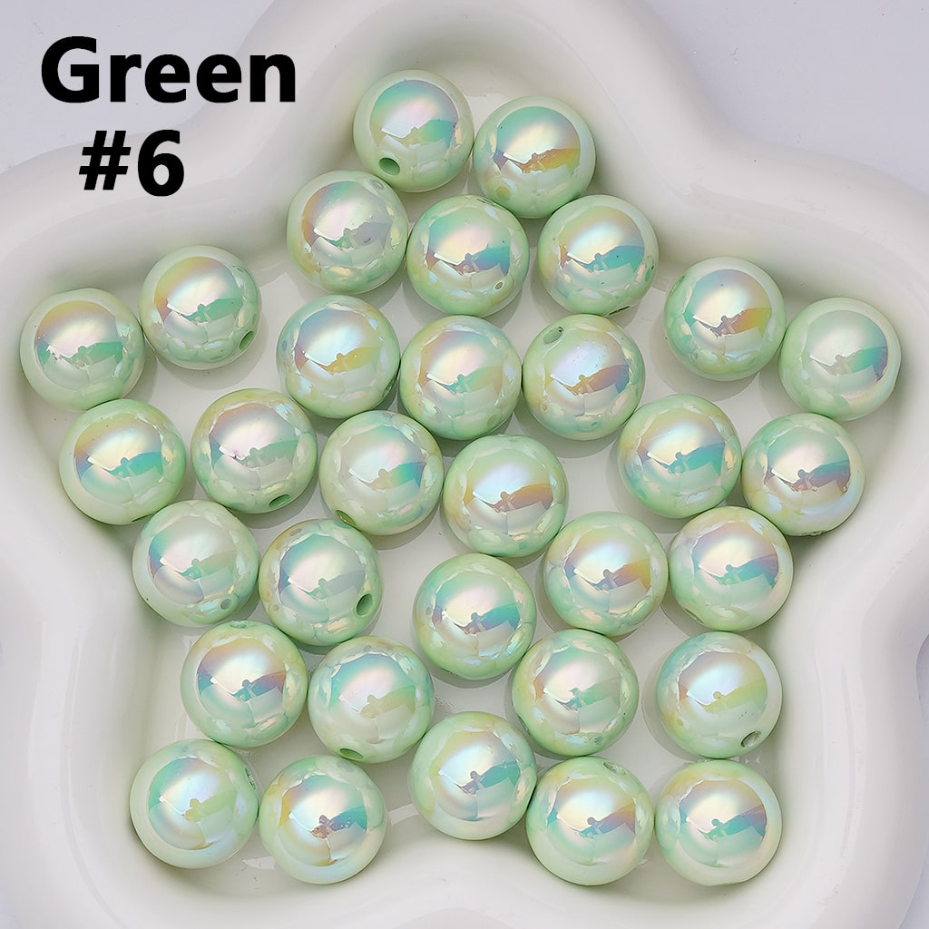 UV Coating Shiny Solid Color Round Acrylic Beads, 16MM