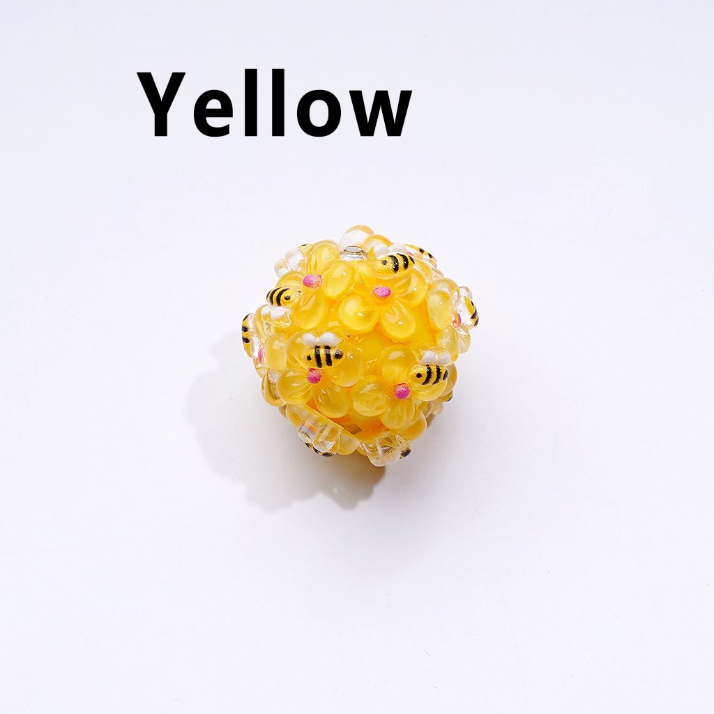 ミニかわいい花の蜂の透明ラインストーンラウンドアクリルビーズ、無地、約20mm