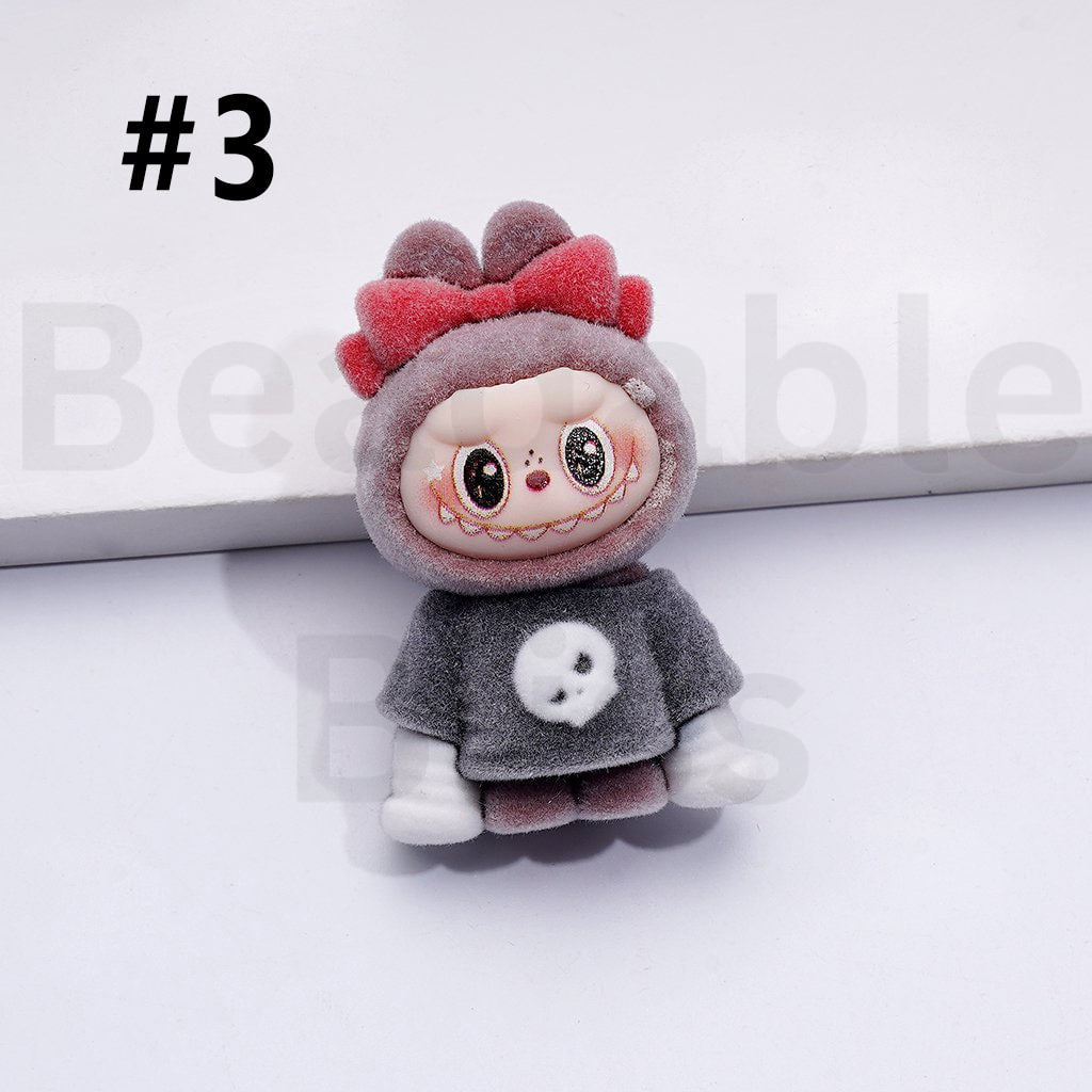 Cute Vivid Fuzzy Fluffy Labub Monster Pop Mar Pen Topper, Around 45*28MM(Half Through Hole)