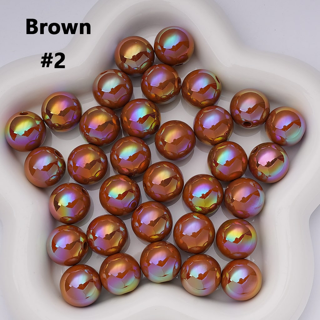 UV Coating Shiny Solid Color Round Acrylic Beads, 16MM