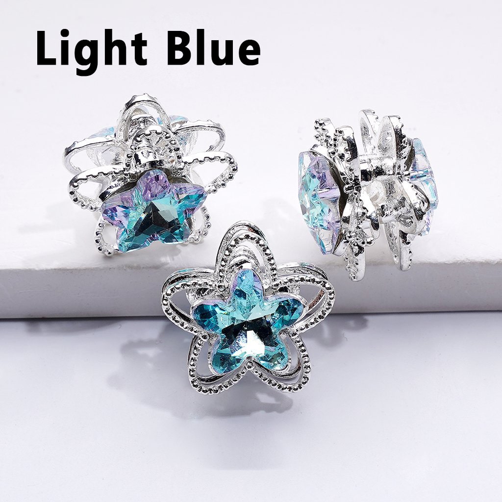 Exquisite Fancy Silver Alloy Five-petaled Flower Bead with Multi-Color Shiny Rhinestones, Around 19MM