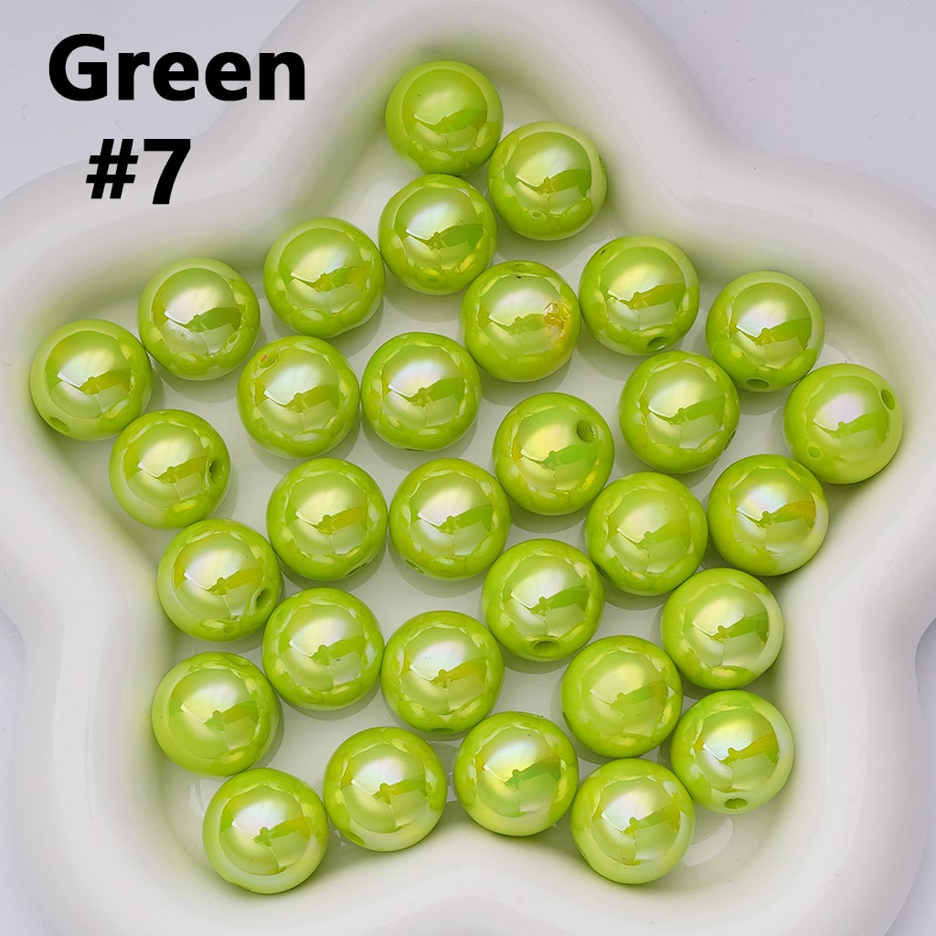 UV Coating Shiny Solid Color Round Acrylic Beads, 16MM