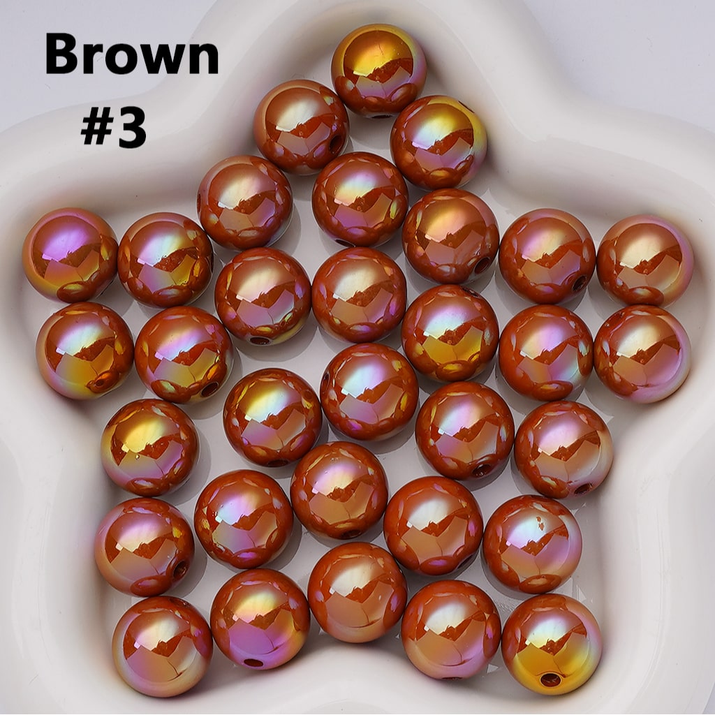 UV Coating Shiny Solid Color Round Acrylic Beads, 16MM
