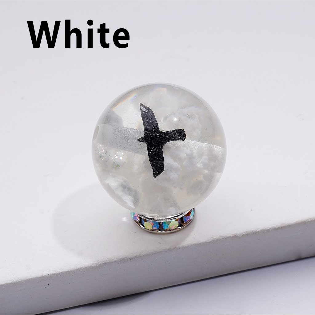 Luminous Multi-Color Glitter Clouds Inside Cute Bird Clear Round Acrylic Beads, 20MM