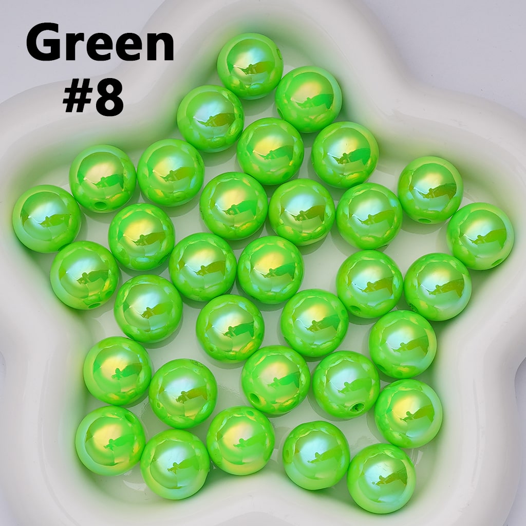UV Coating Shiny Solid Color Round Acrylic Beads, 16MM