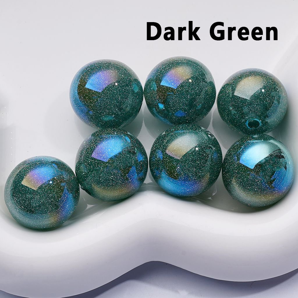 Multi-Color UV Coating Glitter Shiny Round Acrylic Beads, 20MM