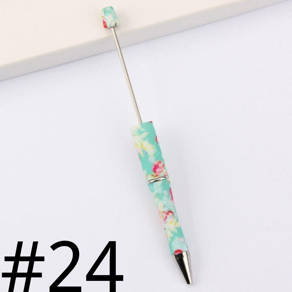 Green Floral with Flower Printed Beadable Pens Number 24