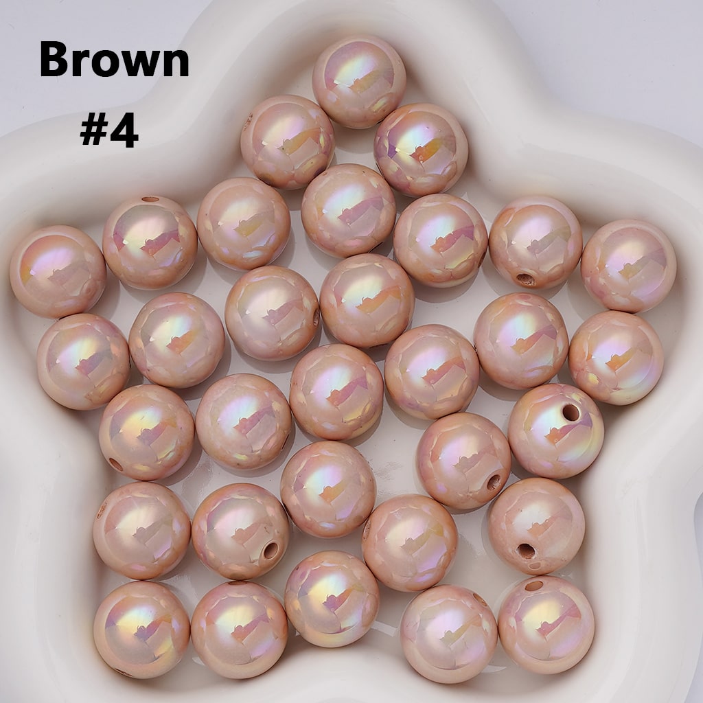 UV Coating Shiny Solid Color Round Acrylic Beads, 16MM