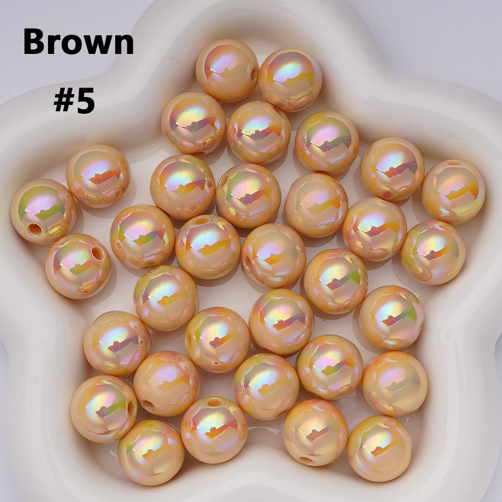 UV Coating Shiny Solid Color Round Acrylic Beads, 16MM