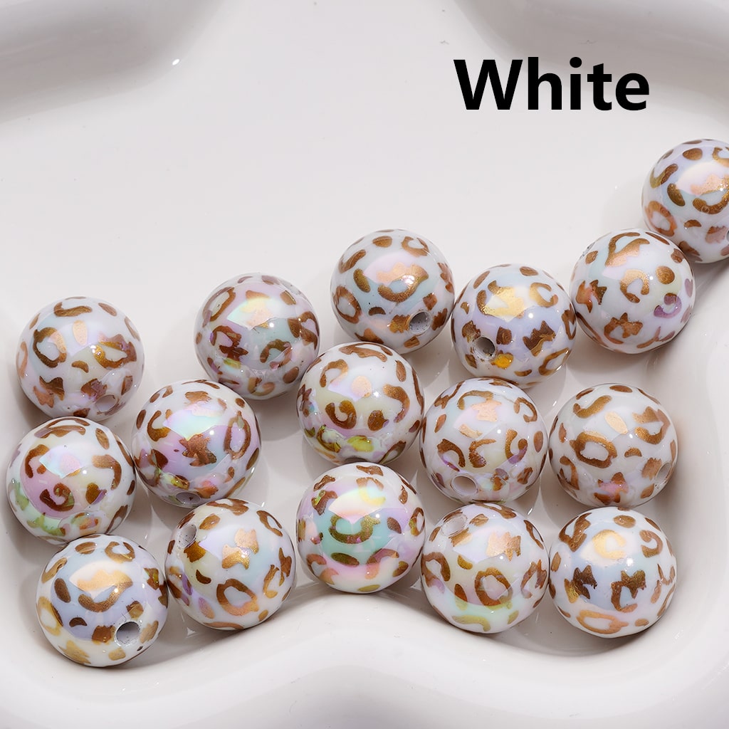 UV Coating Gold Lepoard Prints Round Acrylic Beads in Solid Color, 16MM (Single Color is available for 200pcs(Whole bag))