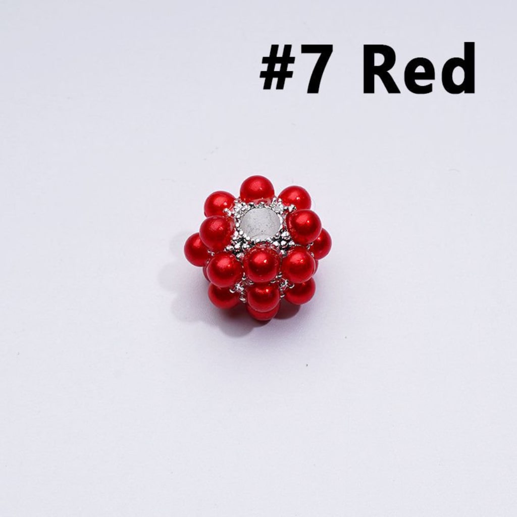Silver Alloy Balls with Colorful Pearls Acrylic Beads, Random Mix, 16MM