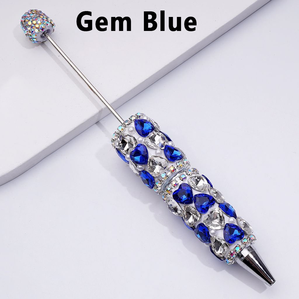 Beadable Clay Pens with Multi-Color Shiny Hearts White Pearls Mini AB Rhinestones Chains
