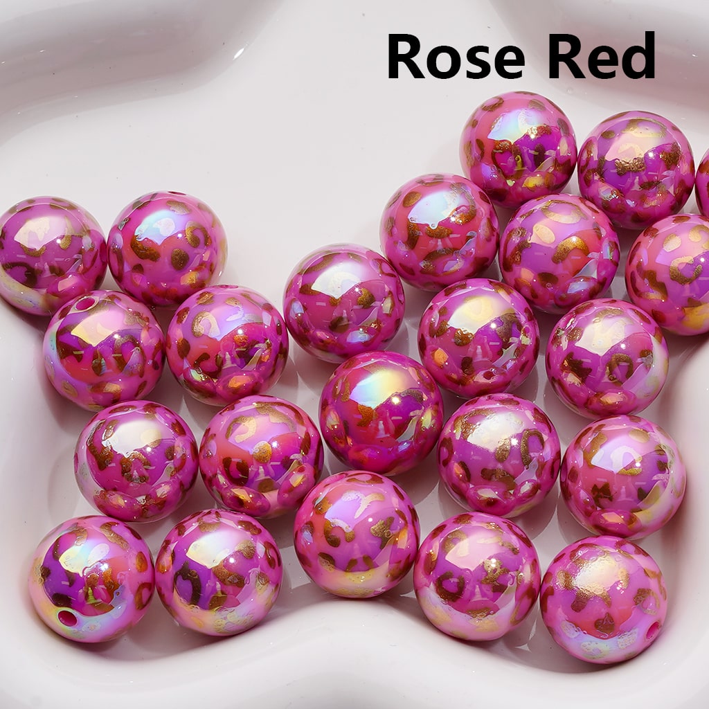 UV Coating Gold Lepoard Prints Round Acrylic Beads in Solid Color, 16MM (Single Color is available for 200pcs(Whole bag))