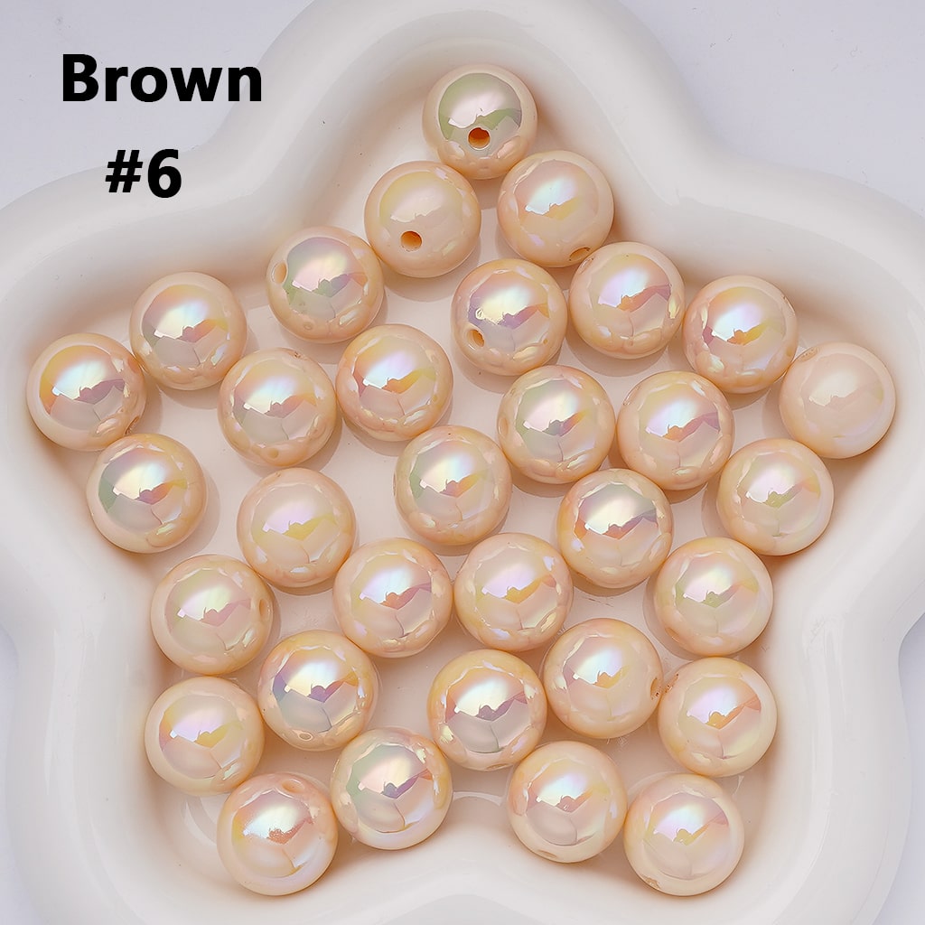 UV Coating Shiny Solid Color Round Acrylic Beads, 16MM