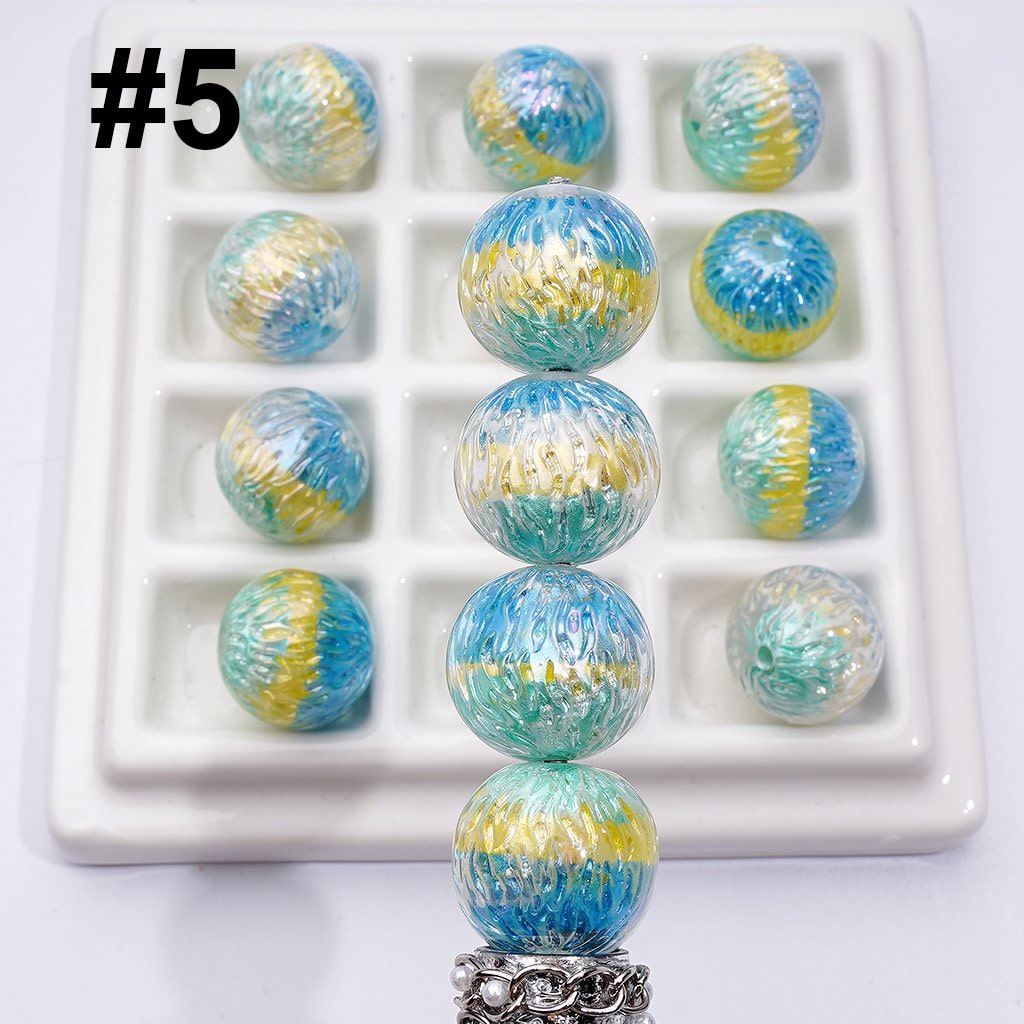Shiny Trichromatic Cracks Inside Round Acrylic Beads, 16MM
