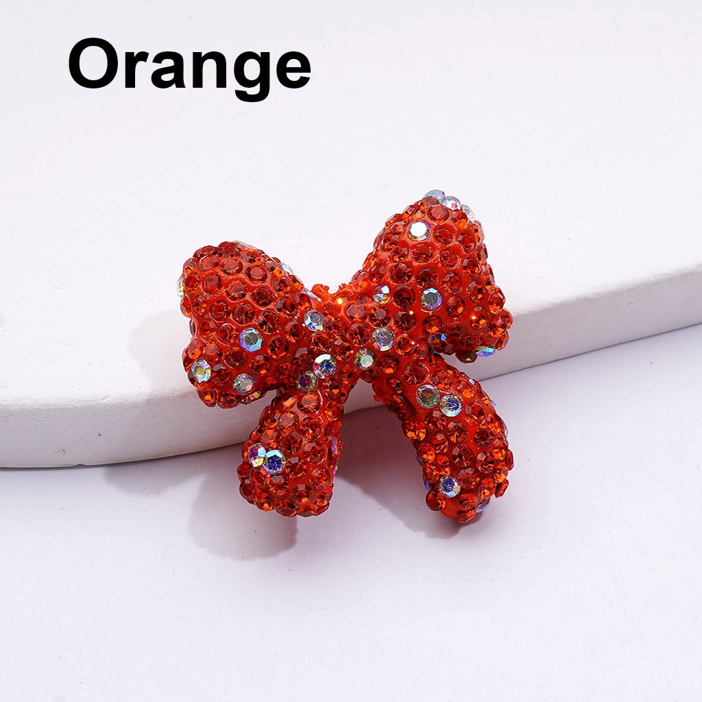 Multi-Color Cute Bowknot with AB Rhinestones Clay Beads, 24*26MM, Random Mix