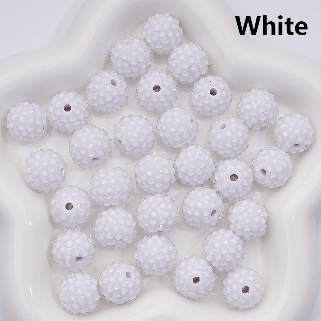 Clear Color Rhinestones Waxberry Ball Round Acrylic Beads, 16MM