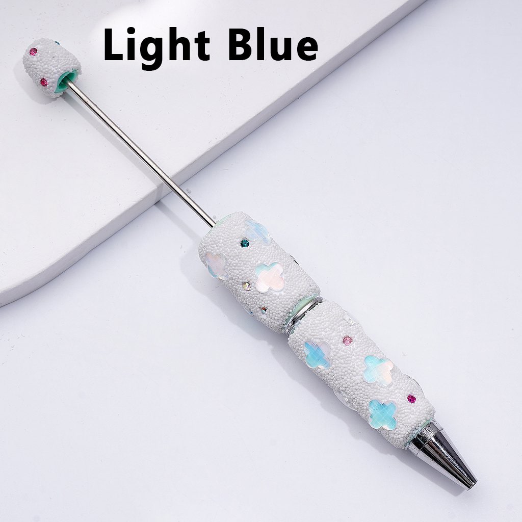 Beadable Jelly Color Four-Leaf Clover Shiny Rhinestones Mini White Snow Balls Clay Pen