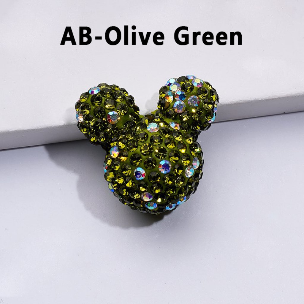 Vivid Cute Micke Minni Mouse Head Clay Beads with Multi-Color & AB Rhinestones, 22*24*17MM