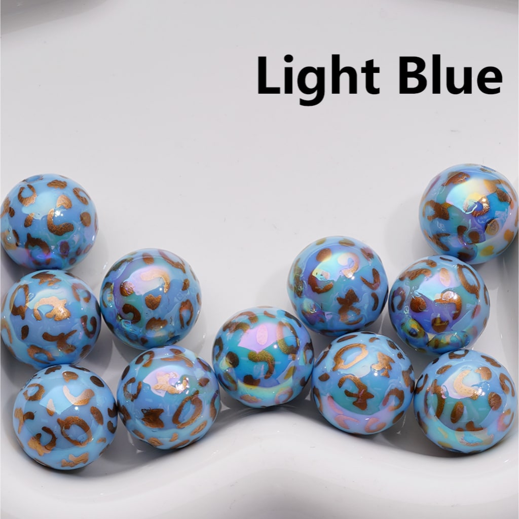 UV Coating Gold Lepoard Prints Round Acrylic Beads in Solid Color, 16MM (Single Color is available for 200pcs(Whole bag))