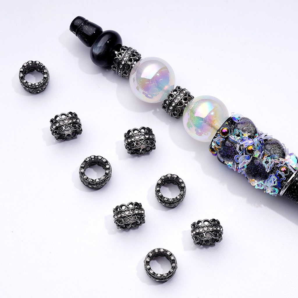 Mini Cute Gold Silver Gun Black Metal Spacer with Clear Rhinestone Chain, Around 10MM