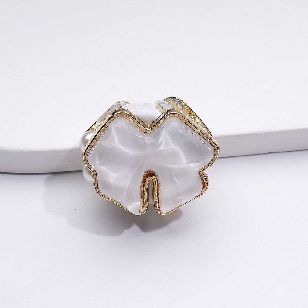 Fantastic Fancy Gold Alloy Bowknot with Large Shiny Rhinestones White Pearls Clay Beads, Around 20*22*24MM