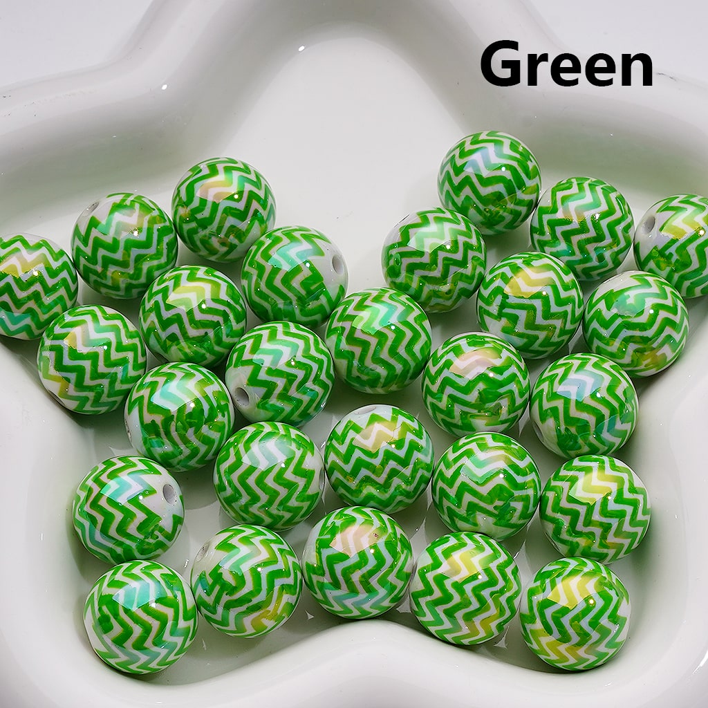 UV Coating Multi-Color Wave Stripes Round Acrylic Beads, 16MM (Single Color is available for 200pcs(Whole bag))
