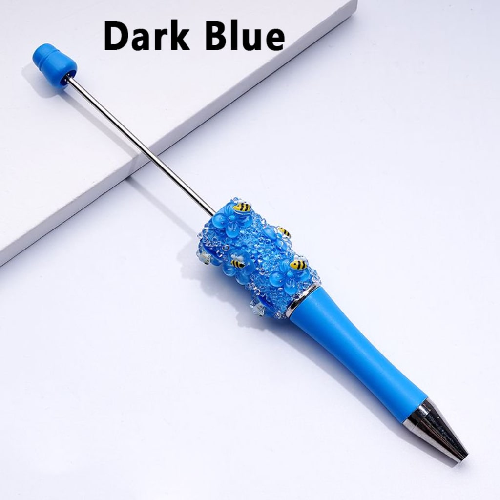Beadable Pens with Mini Cute Bees Flowers Clear Sugars in Solid Color