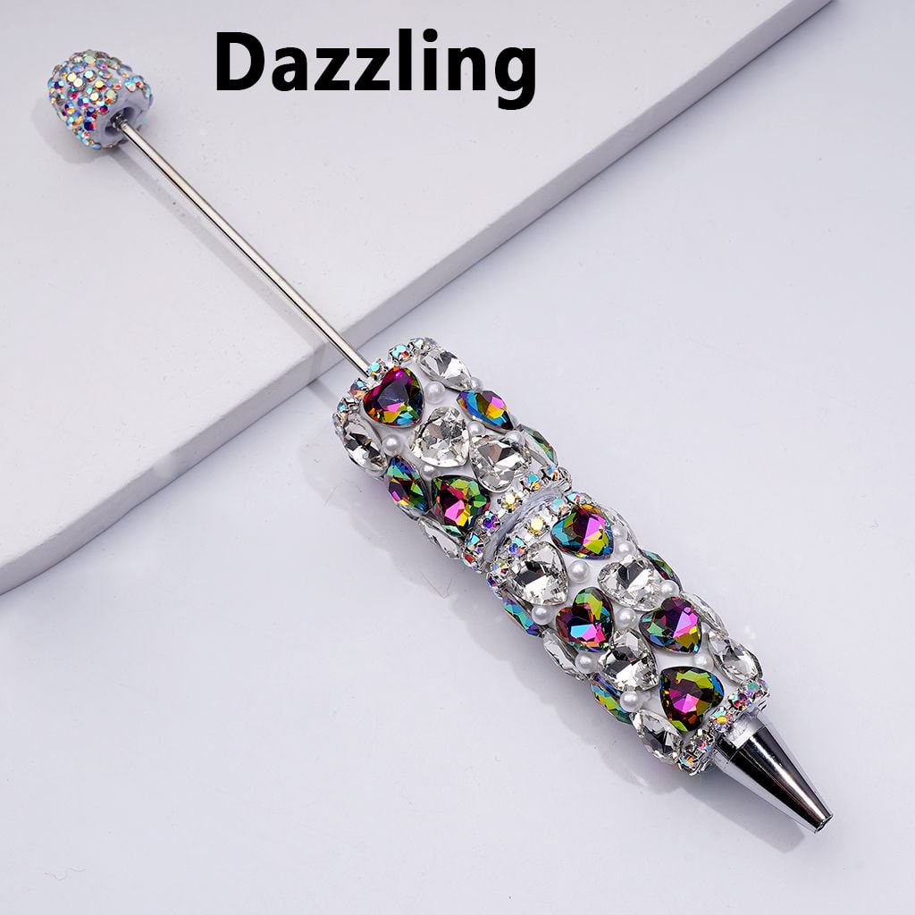 Beadable Clay Pens with Multi-Color Shiny Hearts White Pearls Mini AB Rhinestones Chains