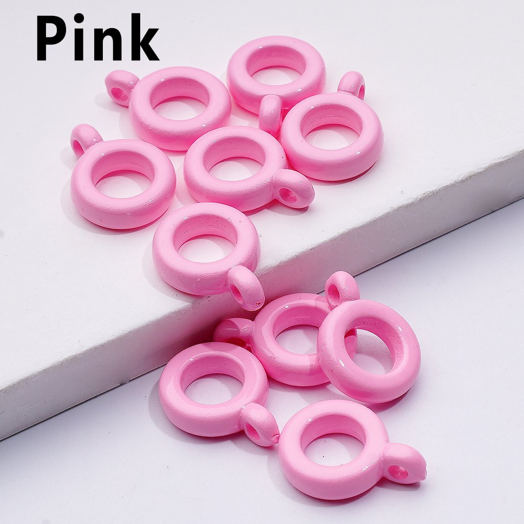 Solid Color Plastic Rings Loops with Mini Rings for Jewelry Accessories, 10MM