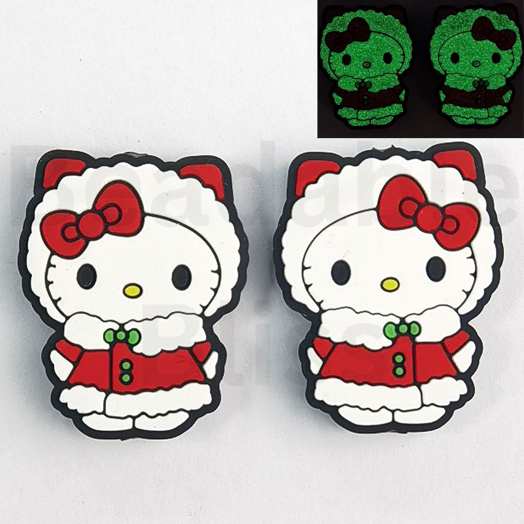 Luminous Sweet Hell Kitt in Christmas Costume Silicone Focal Beads