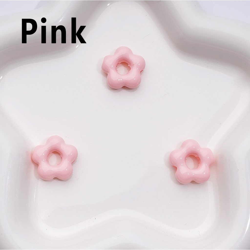 Solid Color Mini Cute Flowers with Large Hole Acrylic Beads, Around 20MM