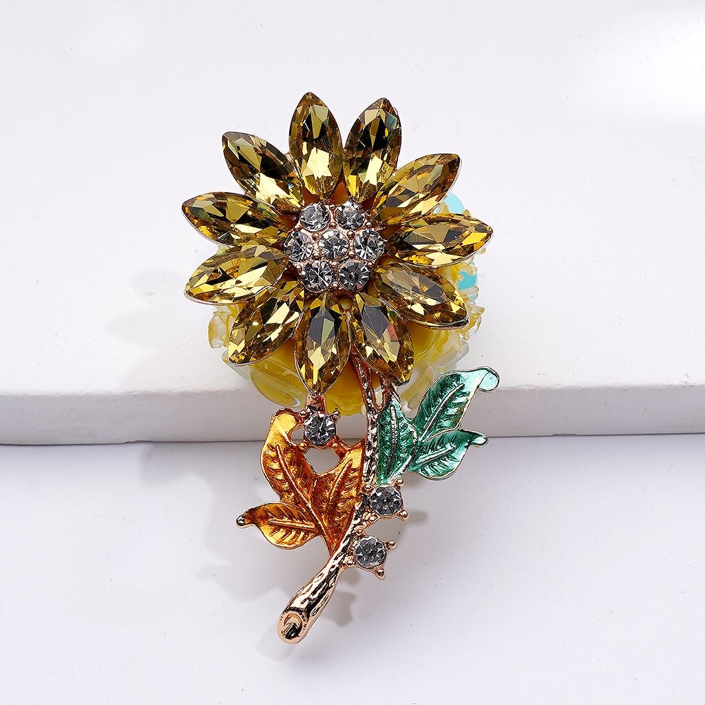 Bling Bling Fancy Gold Alloy Sun Flower with Shiny Rhinestones Cute Hearts Butterflies Flowers Clay Beads, Around 50*27MM