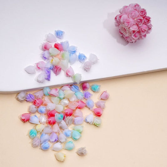 ビーズジュエリーアクセサリー用のDIYミニかわいいカラフルな花チューリップ、ランダムミックス