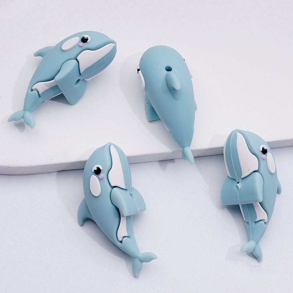 3D Multi-Color Cute Dolphins Silicone Focal Beads