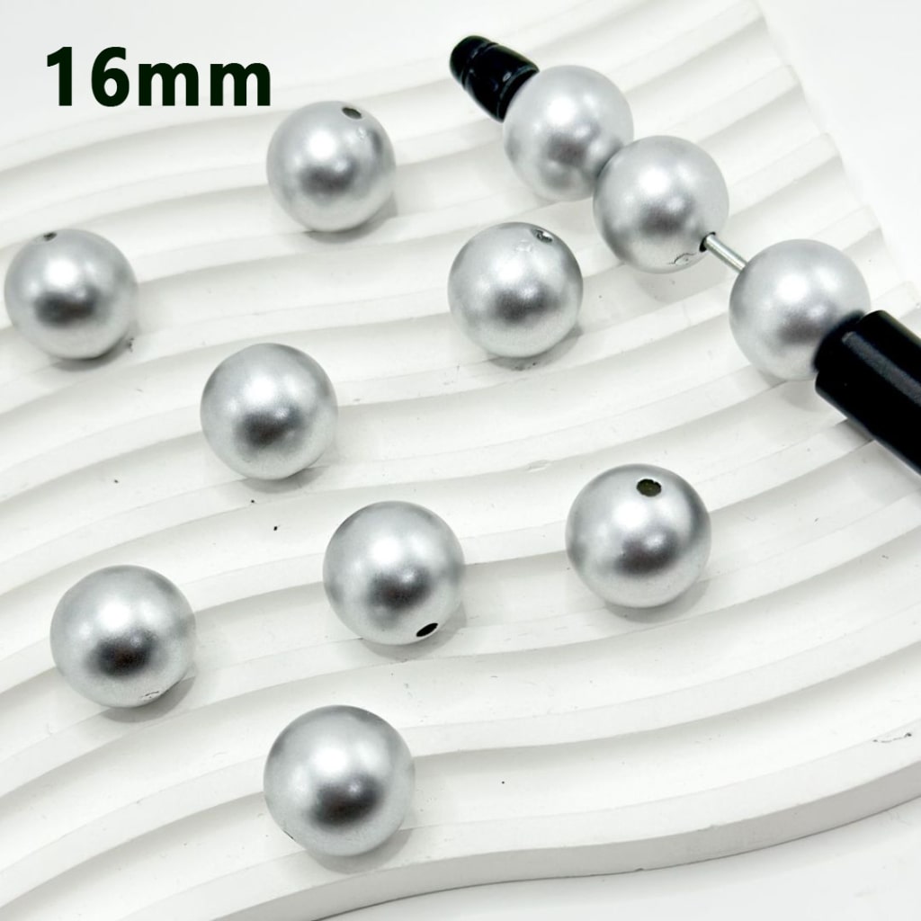 ゴールドシルバーブラックホワイトマットカラーラウンドアクリルビーズ、16MM