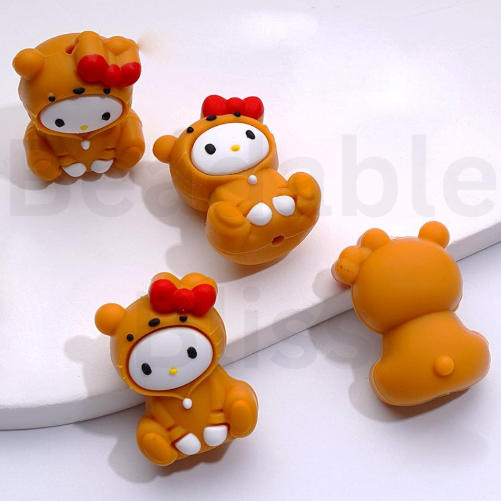3D Cute Sanri Family Cartoon Characters Kurom Melod HK Kitten Cinnamorol Silicone Focal Beads