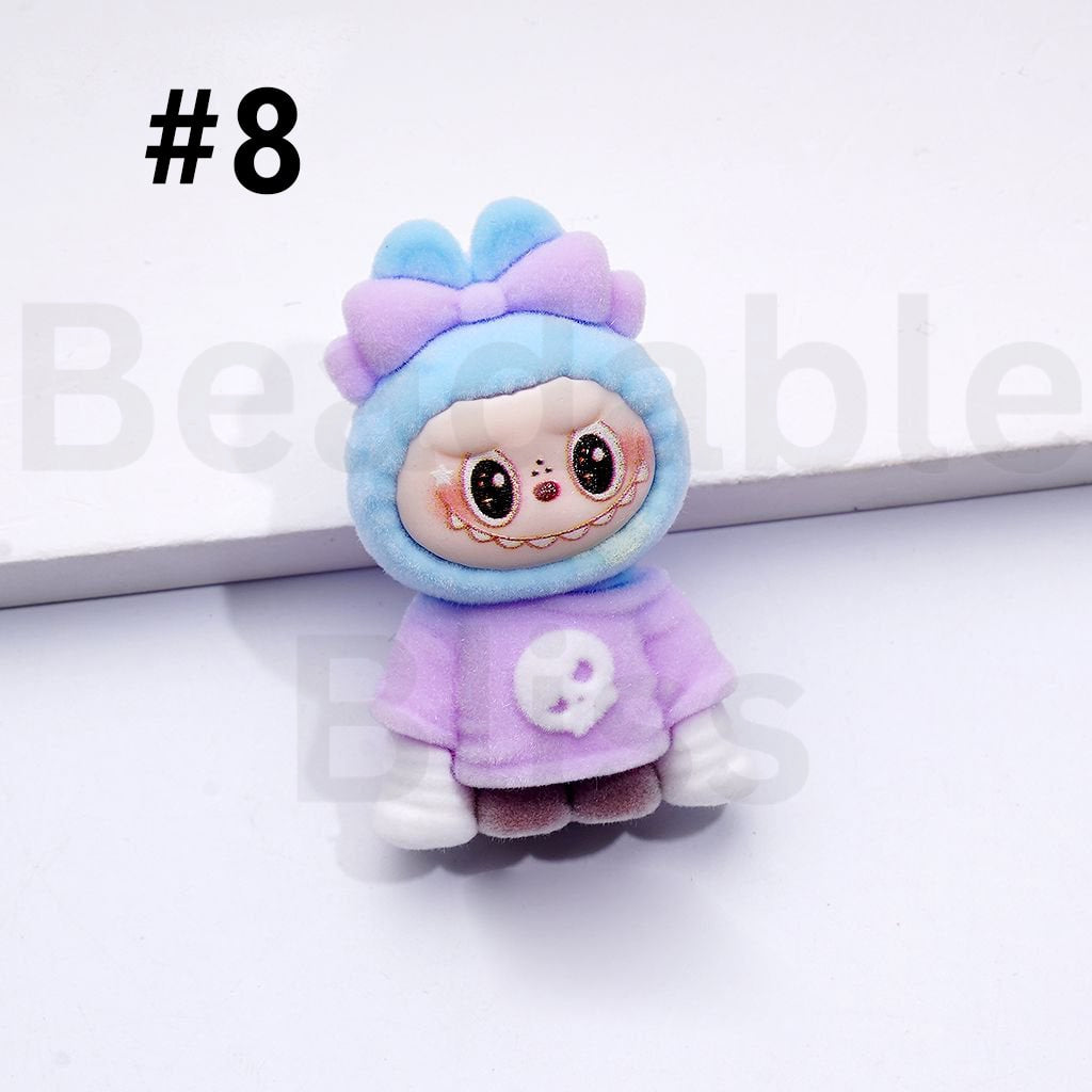 Cute Vivid Fuzzy Fluffy Labub Monster Pop Mar Pen Topper, Around 45*28MM(Half Through Hole)
