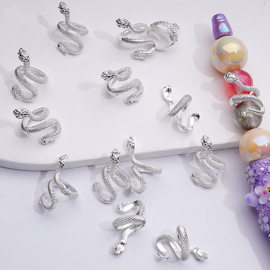 Vivid Silver Alloy Snake Bead Cage Cap Jewelry Accessories