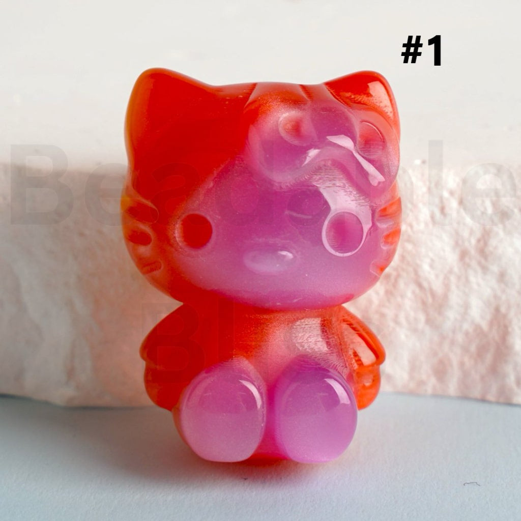 Glossy Gradient Ombre Color HK Kitten Acrylic Beads, Around 24*33MM