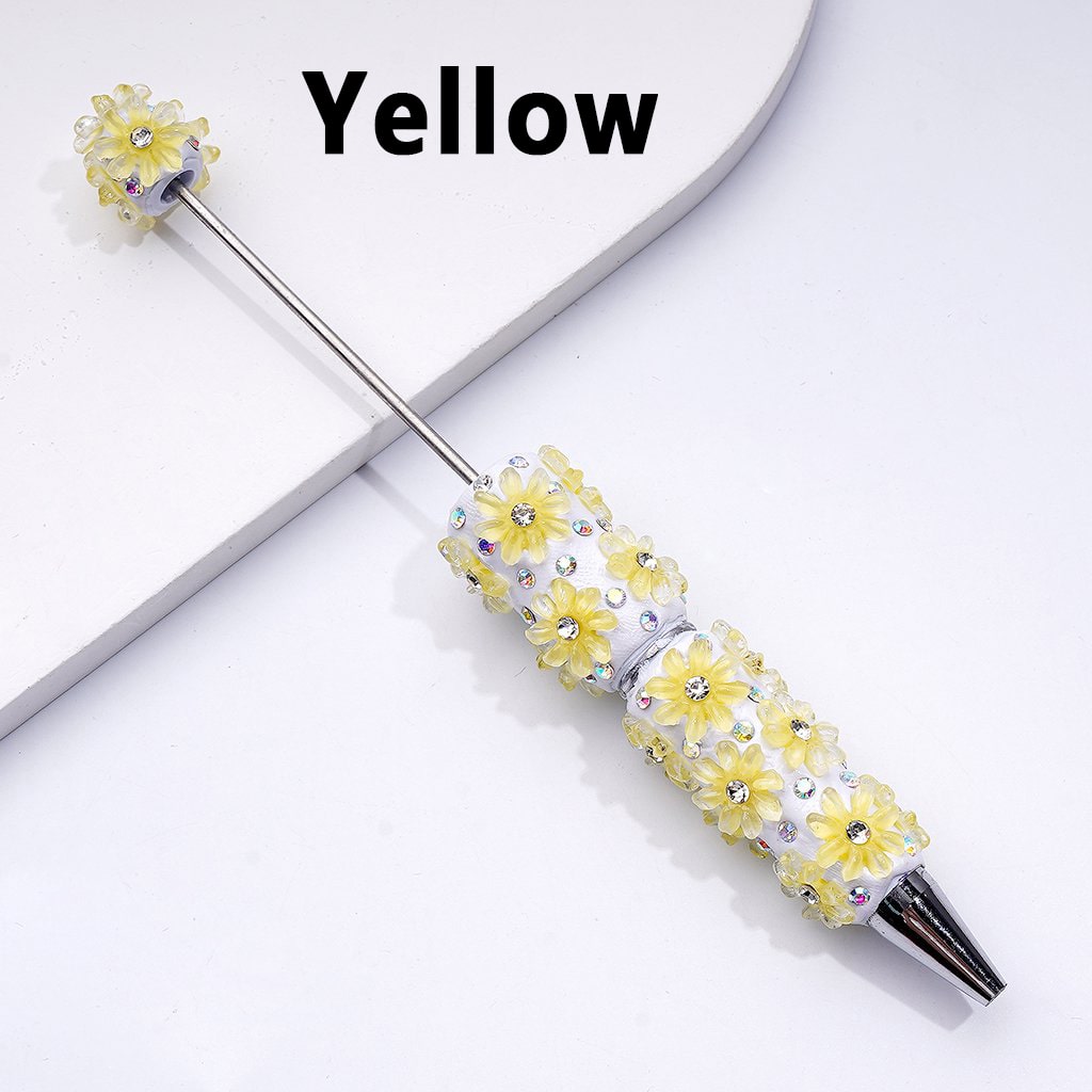 Multi-Color Beadable Clay Pens with AB Rhinestones Mini Cute Flowers Clear Rhinestones Inside