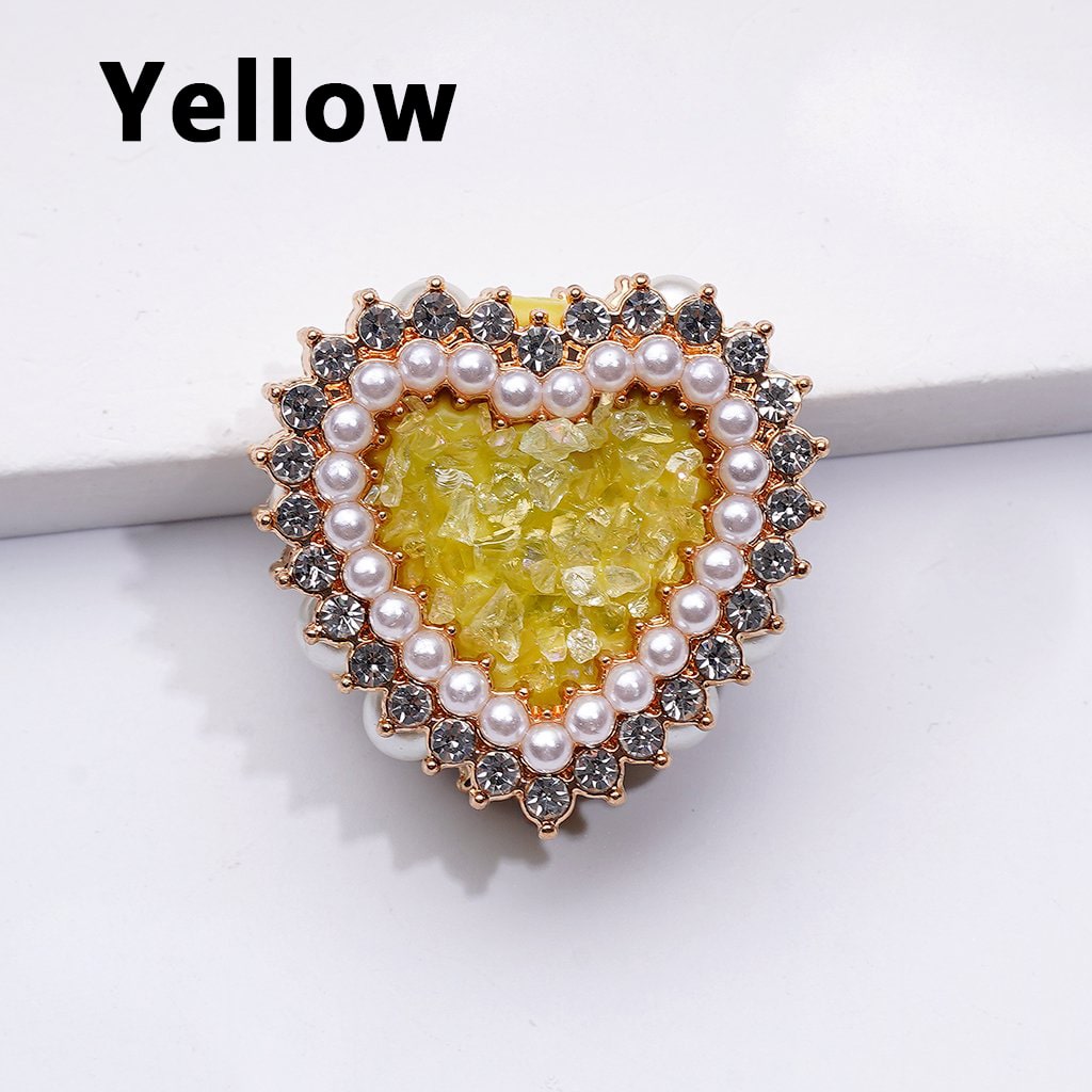 Bling Bling Fancy Gold Alloy Heart with Shiny Rhinestones White Pearls Mini Stones Rocks Clay Beads, Around 28*28*13MM