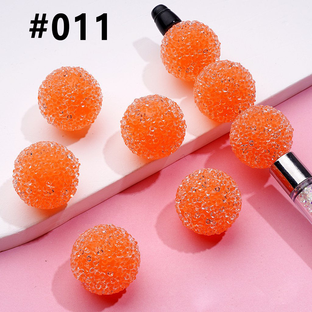 Hard Sugar Beads in Solid Colors Clear Rhinestones Candy Round 20mm