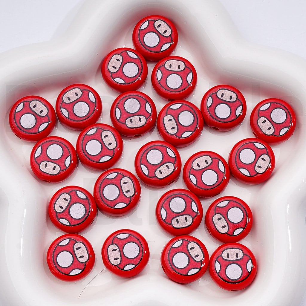 Cute Supe Mari Series Flat Round Acrylic Beads, 18MM