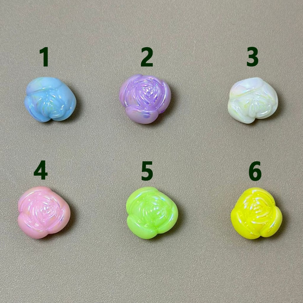 UV Finish Glossy Colorful Rose Flower Acrylic Beads, Around 20MM, Please Read the Description