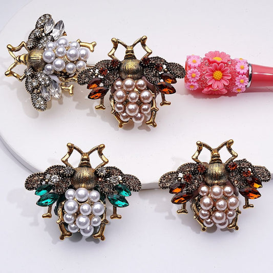 Exquisite Fancy Copper Alloy Ladybug with Shiny Rhinestones White Pearls Cute Butterflies Hearts Snowflakes Clay Beads, Around 48*40MM