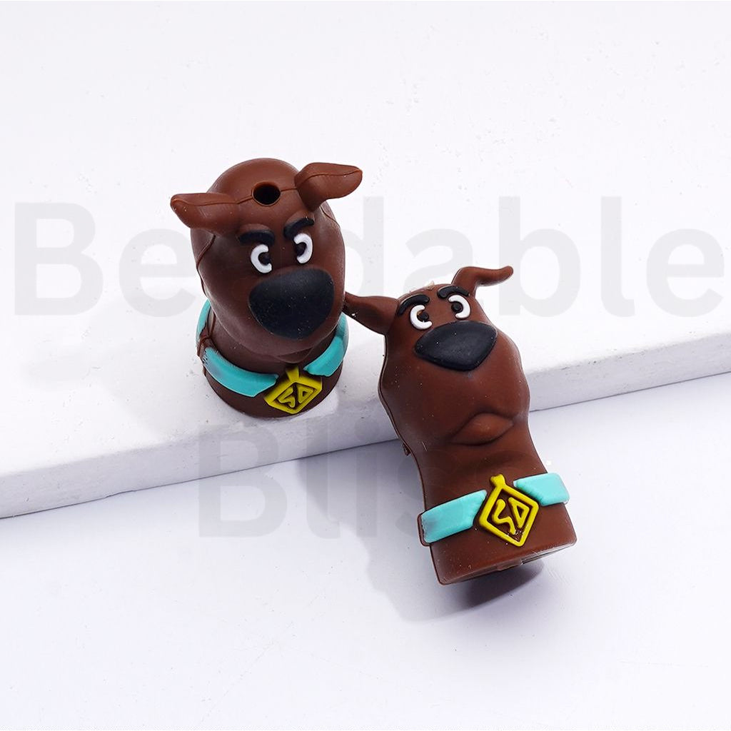 3D Brown Adorkable Dog Puppy Silicone Focal Beads